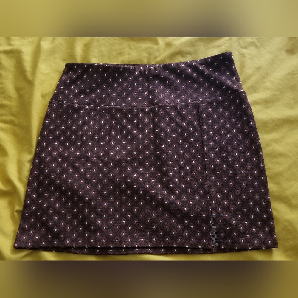 Ultra Flirt Brown retro Flower Women's miniskirt XL/Large